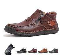 Générique The First Young Shoes Men, Men’s Handmade Premium Leather Slip-On Driving Boots for Travel & Outdoors (Red,48)