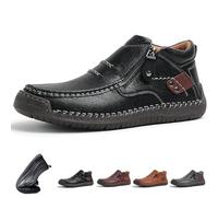 Générique The First Young Shoes Men, Men’s Handmade Premium Leather Slip-On Driving Boots for Travel & Outdoors (Black,47)