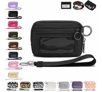 Générique The Iris' Wallet 2nd, The Iris Pouch Wristlet, Zip Card Case with ID Window/Hand Strap, for Travel Credit Card Holder (Black)