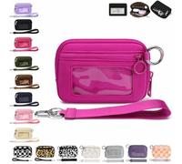 Générique The Iris' Wallet 2nd, The Iris Pouch Wristlet, Zip Card Case with ID Window/Hand Strap, for Travel Credit Card Holder (Rose Red-A)