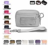 Générique The Iris' Wallet 2nd, The Iris Pouch Wristlet, Zip Card Case with ID Window/Hand Strap, for Travel Credit Card Holder (Light Gray)