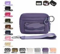 Générique The Iris' Wallet 2nd, The Iris Pouch Wristlet, Zip Card Case with ID Window/Hand Strap, for Travel Credit Card Holder (Purple-A)