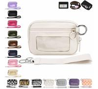 Générique The Iris' Wallet 2nd, The Iris Pouch Wristlet, Zip Card Case with ID Window/Hand Strap, for Travel Credit Card Holder (Off-White)