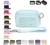 Générique The Iris' Wallet 2nd, The Iris Pouch Wristlet, Zip Card Case with ID Window/Hand Strap, for Travel Credit Card Holder (Light Blue-A)