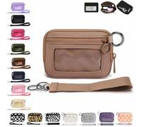 Générique The Iris' Wallet 2nd, The Iris Pouch Wristlet, Zip Card Case with ID Window/Hand Strap, for Travel Credit Card Holder (Brown)