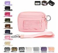 Générique The Iris' Wallet 2nd, The Iris Pouch Wristlet, Zip Card Case with ID Window/Hand Strap, for Travel Credit Card Holder (Pink-A)