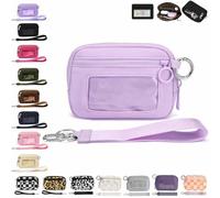 Générique The Iris' Wallet 2nd, The Iris Pouch Wristlet, Zip Card Case with ID Window/Hand Strap, for Travel Credit Card Holder (Light Purple-A)
