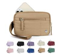 Générique The Iris' Wallet 2nd, The Iris' Wallet, Wristlet Wallets Waterproof Nylon Quilted Wallet with 3 Zipper Purse for Travel Credit Card Holder (Khaki)