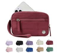 Générique The Iris' Wallet 2nd, The Iris' Wallet, Wristlet Wallets Waterproof Nylon Quilted Wallet with 3 Zipper Purse for Travel Credit Card Holder (Burgundy)