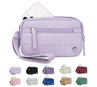 Générique The Iris' Wallet 2nd, The Iris' Wallet, Wristlet Wallets Waterproof Nylon Quilted Wallet with 3 Zipper Purse for Travel Credit Card Holder (Purpel)