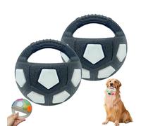 Générique The Mellow Dog Calming Ball, Dog Ball with Handle, Pet Football Shape Toy, Squeaky Floating Balls, Tough Durable balltoy for Aggressive Chewers (C*2pcs)