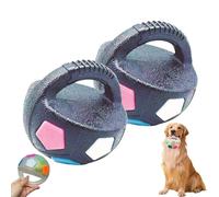 Générique The Mellow Dog Calming Ball, Dog Ball with Handle, Pet Football Shape Toy, Squeaky Floating Balls, Tough Durable balltoy for Aggressive Chewers (B*2pcs)