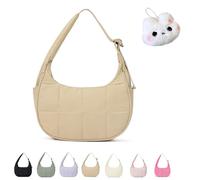 Générique The Mila Bag, Small Puffer Crescent Shoulder Bag for Women, Cute Waterproof Puffer Crescent, Adjustable Shoulder Strap (Khaki)