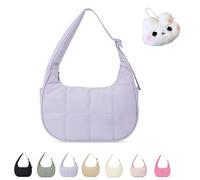 Générique The Mila Bag, Small Puffer Crescent Shoulder Bag for Women, Cute Waterproof Puffer Crescent, Adjustable Shoulder Strap (Purple)