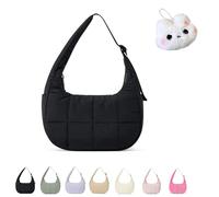 Générique The Mila Bag, Small Puffer Crescent Shoulder Bag for Women, Cute Waterproof Puffer Crescent, Adjustable Shoulder Strap (Black)