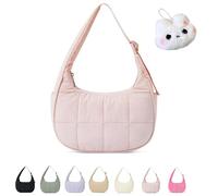 Générique The Mila Bag, Small Puffer Crescent Shoulder Bag for Women, Cute Waterproof Puffer Crescent, Adjustable Shoulder Strap (Pink)