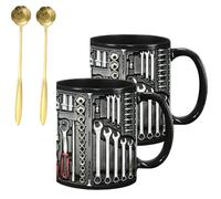 Générique The Ultimate Mechanic'S Toolbox Mug, 11oz Ceramic Mechanic Toolbox Coffee Cup, Realistic Tool Details & Comfortable Handle, for Birthday Christmas Thanksgiving Anniversary (#A,2PCS)