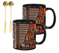 Générique The Ultimate Mechanic'S Toolbox Mug, 11oz Ceramic Mechanic Toolbox Coffee Cup, Realistic Tool Details & Comfortable Handle, for Birthday Christmas Thanksgiving Anniversary (#C,2PCS)