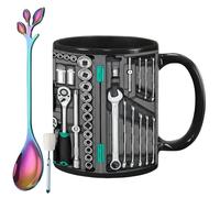 Générique The Ultimate Mechanic's Toolbox Mug, 11oz Ceramic Mechanic Toolbox Coffee Cup with Spoon, Realistic Tool Pattern Design and Ergonomic Handle, Ideal Gift for Dad Husband on Birthday (#D)