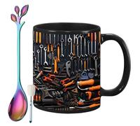 Générique The Ultimate Mechanic's Toolbox Mug, 11oz Ceramic Mechanic Toolbox Coffee Cup with Spoon, Realistic Tool Pattern Design and Ergonomic Handle, Ideal Gift for Dad Husband on Birthday (#F)