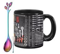 Générique The Ultimate Mechanic's Toolbox Mug, 11oz Ceramic Mechanic Toolbox Coffee Cup with Spoon, Realistic Tool Pattern Design and Ergonomic Handle, Ideal Gift for Dad Husband on Birthday (#A)