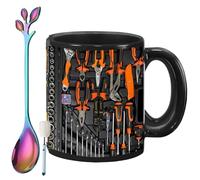 Générique The Ultimate Mechanic's Toolbox Mug, 11oz Ceramic Mechanic Toolbox Coffee Cup with Spoon, Realistic Tool Pattern Design and Ergonomic Handle, Ideal Gift for Dad Husband on Birthday (#B)