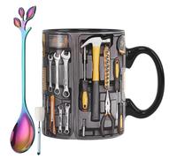 Générique The Ultimate Mechanic's Toolbox Mug, 11oz Ceramic Mechanic Toolbox Coffee Cup with Spoon, Realistic Tool Pattern Design and Ergonomic Handle, Ideal Gift for Dad Husband on Birthday (#C)