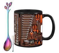Générique The Ultimate Mechanic's Toolbox Mug, 11oz Ceramic Mechanic Toolbox Coffee Cup with Spoon, Realistic Tool Pattern Design and Ergonomic Handle, Ideal Gift for Dad Husband on Birthday (#H)