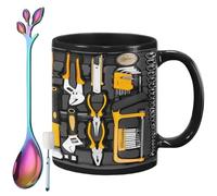 Générique The Ultimate Mechanic's Toolbox Mug, 11oz Ceramic Mechanic Toolbox Coffee Cup with Spoon, Realistic Tool Pattern Design and Ergonomic Handle, Ideal Gift for Dad Husband on Birthday (#J)