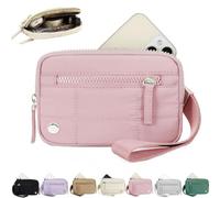 Générique The Wallet 2nd, Nylon Quilted Wristlet Wallets for Women,Fashion Lightweight 3 Zipper Purse Wallet with ID Window