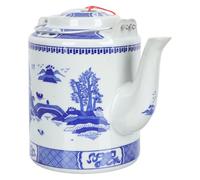 Générique Théière Chinoise en Porcelaine Bleue et Blanche 1,5l Résistante Chaleur Poignée Vintage pour Bureau et Extérieur