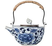Générique Théière Portable Vintage en Céramique 210ml avec Infuseur en Fer et Corde Tressée, Petite Théière Pratique pour Maison et Bureau