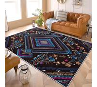 Générique ThèMe 3D Style Ethnique Antidérapants Tapis Chambre Moderne 60x90 cm Bleu Lavable en Machine Tapis Salon Doux à Poil Court Décoration Maison - Nettoyage Facile