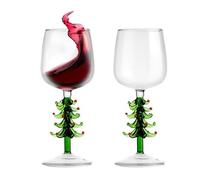 Générique Thème De Noël Verres à Vin Verre en Cristal Verres à Vin Peints à La Main Verres à Champagne Cadeau De Noël - Lot De 2 (Vert)