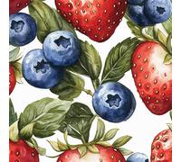 Générique Thème Des Fruits Papier Peint Avec Support adhésif Mat étanche à l'eau Myrtilles Fraises Feuilles Vertes Auto-adhésif Autocollant Amovible Pour Maison Salon Chambre Canapé Cusine 45X200CM