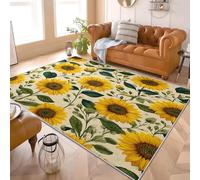 Générique ThèMe RéTro Et Tournesol Antidérapants Tapis Chambre Moderne 60x90 cm Jaune Clair Lavable en Machine Tapis Salon Doux à Poil Court Décoration Maison - Nettoyage Facile