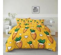 Générique Thème Végétal Cœur Carotte 3D Imprimé Housse de Couette Parure de Lit 2 Personnes 200 x 200 cm, Orange Microfibre Ensemble de Literie avec Housses de Couettes Taies d'oreillers