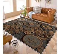 Générique ThèMes RéTro Punk Et MéCaniques Antidérapants Tapis Chambre Moderne 140x200 cm Or Lavable en Machine Tapis Salon Doux à Poil Court Décoration Maison - Nettoyage Facile