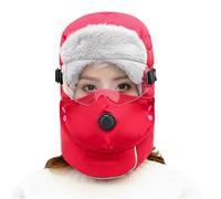 Générique Thermal Hat with Detachable Breathing-Valve Mask, Wind-Resistant Winter Face Mask Defy The Freeze with 360° Protection (Red)