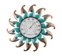 Générique Thermomètre Extérieur Affichage Température Thermomètre Fer Structure Résistante Décor Soleil Convient à l'Intérieur et au Jardin, Vert