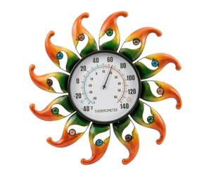 Générique Thermomètre Extérieur Affichage Température Thermomètre Fer Structure Résistante Décor Soleil Convient à l'Intérieur et au Jardin, Orange