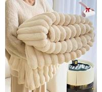 Générique Thickened Rabbit Plush Nap Blanket, Winter Flannel Milk Velvet Cover Blanket,Super Fuzzy Cozy Lightweight Throw for Couch, Sofa, Bed, Office Nap (Beige, 200 * 230cm/78.7 * 90.5in)