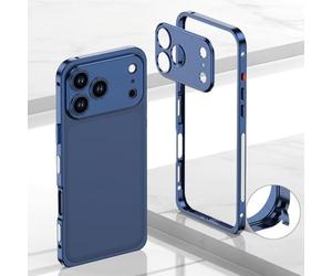 Générique Thin Metal Frame Heat Dissipation Case with Lens Protector for iPhone 17/16/15/14 Pro Max,Anti-Scratch Shockproof Protective Case,Detachable Metal Lens Cover