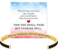 Générique This Too Shall Pass Hidden Message Cuff Bracelet, BUT FUCKING HELL Engarved Motivational Bangle Bracelet, Stainless Steel Alloy Motivational Jewelry Gift for Women