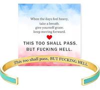 Générique This Too Shall Pass Hidden Message Cuff Bracelet, BUT FUCKING HELL Engarved Motivational Bangle Bracelet, Stainless Steel Alloy Motivational Jewelry Gift for Women
