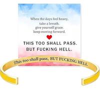 Générique This Too Shall Pass Hidden Message Cuff Bracelet, BUT FUCKING HELL Engarved Motivational Bangle Bracelet, Stainless Steel Alloy Motivational Jewelry Gift for Women