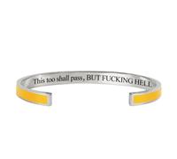 Générique This Too Shall Pass Mantra Cuff Bracelet, BUT FUCKING HELL,Engraved Motivational Cuff Bracelet Hidden Message Encouragement Jewelry Gifts for Women