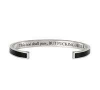 Générique This Too Shall Pass Mantra Cuff Bracelet, BUT FUCKING HELL,Engraved Motivational Cuff Bracelet Hidden Message Encouragement Jewelry Gifts for Women (L)