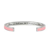 Générique This Too Shall Pass Mantra Cuff Bracelet, BUT FUCKING HELL,Engraved Motivational Cuff Bracelet Hidden Message Encouragement Jewelry Gifts for Women (R)
