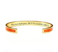 Générique This Too Shall Pass Mantra Cuff Bracelet, BUT FUCKING HELL,Engraved Motivational Cuff Bracelet Hidden Message Encouragement Jewelry Gifts for Women (E)